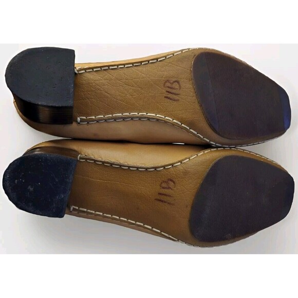 Vintage Andrew Geller Tan Leather Loafers Block Heel Made in Italy 8 B Beautiful - Picture 8 of 8
